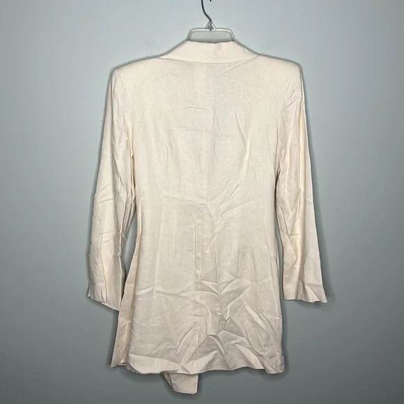 Zara Cream Colored Long Linen Blend Double Breasted Blazer Sz Medium! - Picture 8 of 8
